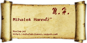 Mihalek Hannó névjegykártya